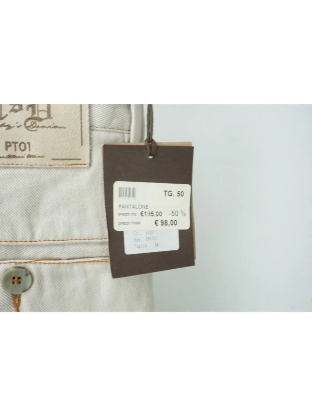 PT01 Trentasei Cotton Beige Twill Button Fly Pants Sz 50 EU BRAND NEW